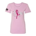 thumbnail image 1 of Wild Bobby Hope Breast Cancer Ribbon USA Flag Sleeve Breast Cancer Awareness Women Slim Fit Junior Tee, Hot Pink, XX-Large, 1 of 7
