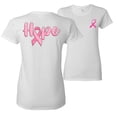 thumbnail image 1 of Wild Bobby, Hope Pink Ribbon Support Brave Fight, Breast Cancer Awareness, Front and Back Women Graphic Tee, White, X-Large, 1 of 4