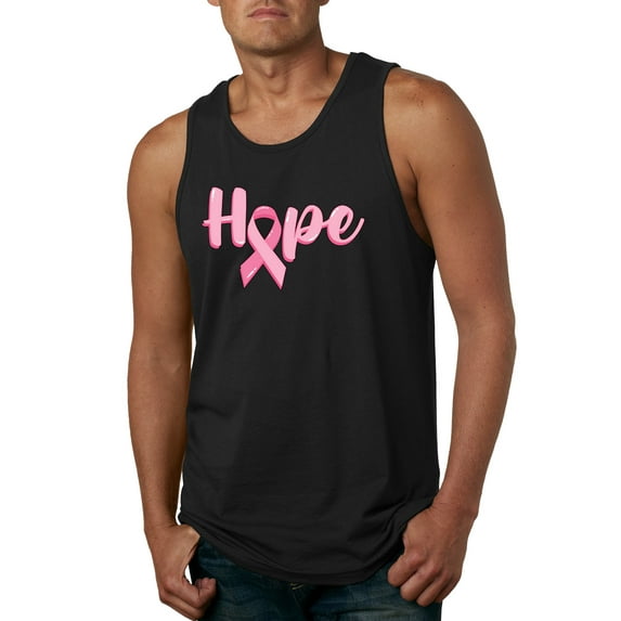 Wild Bobby, Hope Pink Ribbon Support Brave Fight, Breast Cancer Awareness, Men Graphic Tank Top, Black, Small
