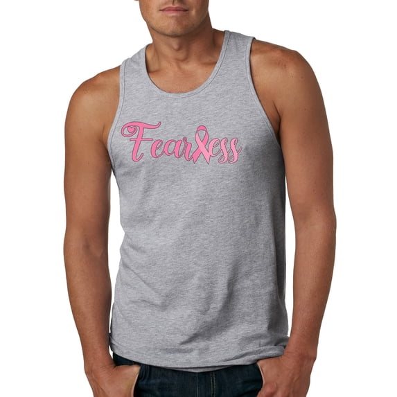 Wild Bobby, Hope Pink Ribbon Support Brave Fight, Breast Cancer Awareness, Men Graphic Tank Top, Heather Grey, Small