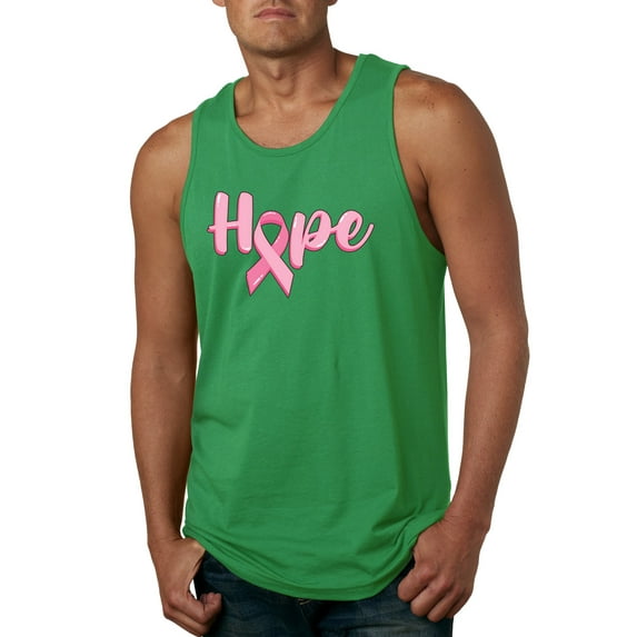 Wild Bobby, Hope Pink Ribbon Support Brave Fight, Breast Cancer Awareness, Men Graphic Tank Top, Kelly, Medium