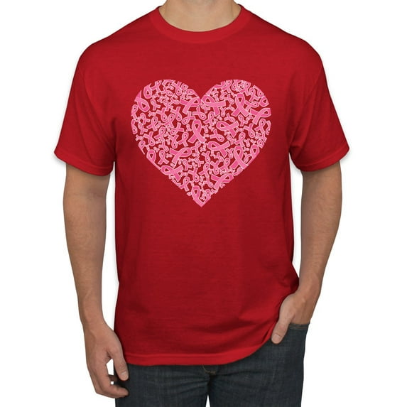 Wild Bobby, Hope Pink Ribbon Support Brave Fight, Breast Cancer Awareness, Men Graphic Tee, Red, Small