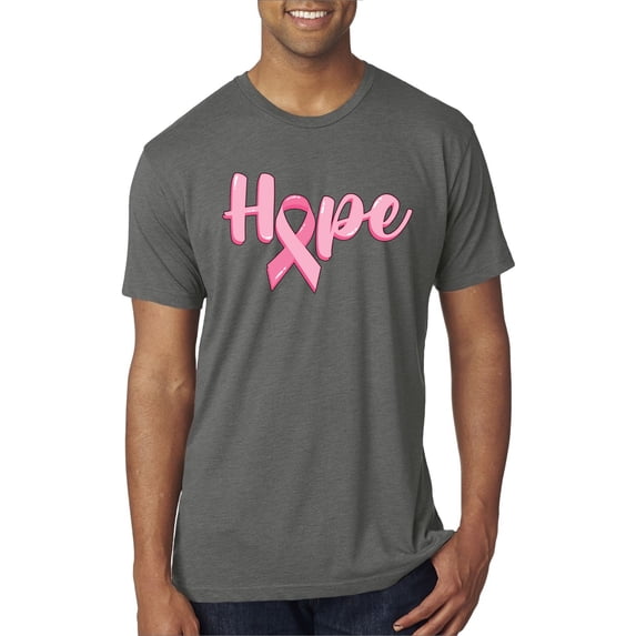 Wild Bobby, Hope Pink Ribbon Support Brave Fight, Breast Cancer Awareness, Men Premium Tri Blend Tee, Dark Heather, Large
