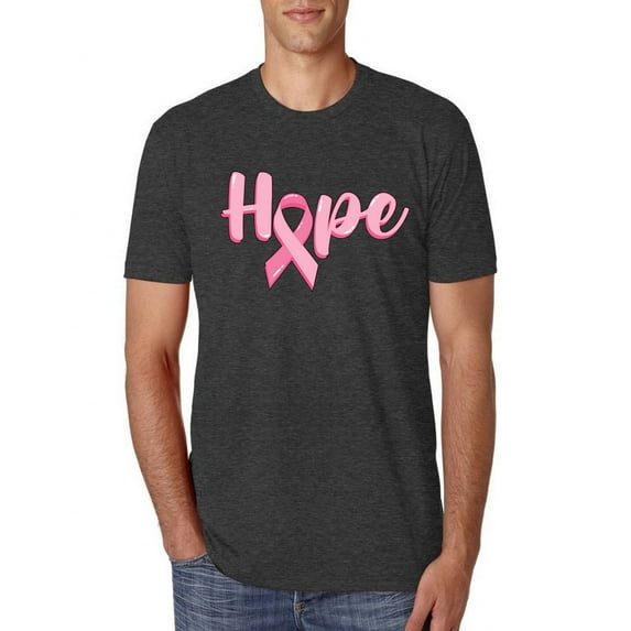 Wild Bobby, Hope Pink Ribbon Support Brave Fight, Breast Cancer Awareness, Men Premium Tri Blend Tee, Vintage Black, Large