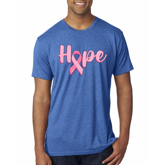 Wild Bobby, Hope Pink Ribbon Support Brave Fight, Breast Cancer Awareness, Men Premium Tri Blend Tee, Vintage Royal, X-Large