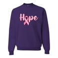 thumbnail image 1 of Wild Bobby, Hope Pink Ribbon Support Brave Fight, Breast Cancer Awareness, Unisex Crewneck Graphic Sweatshirt, Purple, Small, 1 of 5