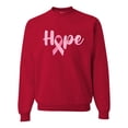 thumbnail image 1 of Wild Bobby, Hope Pink Ribbon Support Brave Fight, Breast Cancer Awareness, Unisex Crewneck Graphic Sweatshirt, Red, Small, 1 of 5
