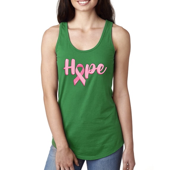 Wild Bobby, Hope Pink Ribbon Support Brave Fight, Breast Cancer Awareness, Women Racerback Tank Top, Kelly, Small