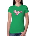 thumbnail image 1 of Wild Bobby, Hope Pink Ribbon Support Brave Fight, Breast Cancer Awareness, Women Slim Fit Junior Tee, Kelly, X-Large, 1 of 5