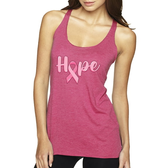 Wild Bobby, Hope Pink Ribbon Support Brave Fight, Breast Cancer Awareness, Women Tri-Blend Racerback Tank Top, Vintage Pink, Large