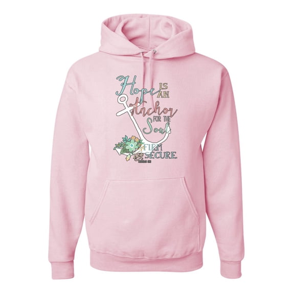Wild Bobby, Hope is An Anchor For The Soul Hebrews 6:19 Inspirational/Christian Unisex Graphic Hoodie Sweatshirt, Light Pink, X-Large