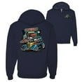thumbnail image 1 of Wild Bobby,Hot Custom Rods Drive Thru Diner Cars and Trucks Front and Back Graphic Zip Up Hoodie Sweatshirt, Navy, Small, 1 of 2