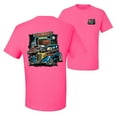 thumbnail image 1 of Wild Bobby,Hot Custom Rods Drive Thru Diner Cars and Trucks Front and Back Men's Graphic T-Shirt, Neon Pink, 5XL, 1 of 2
