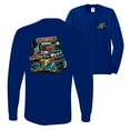 thumbnail image 1 of Wild Bobby,Hot Custom Rods Drive Thru Diner Cars and Trucks Front and Back Mens Long Sleeve Shirt, Royal, Small, 1 of 2