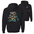 thumbnail image 1 of Wild Bobby,Hot Custom Rods Drive Thru Diner Cars and Trucks Front and Back Unisex Graphic Hoodie Sweatshirt, Black, Small, 1 of 2