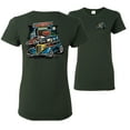 thumbnail image 1 of Wild Bobby,Hot Custom Rods Drive Thru Diner Cars and Trucks Front and Back Womens Graphic T-Shirt, Forest Green, Medium, 1 of 2
