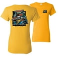 thumbnail image 1 of Wild Bobby,Hot Custom Rods Drive Thru Diner Cars and Trucks Front and Back Womens Graphic T-Shirt, Gold, Medium, 1 of 2