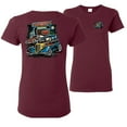 thumbnail image 1 of Wild Bobby,Hot Custom Rods Drive Thru Diner Cars and Trucks Front and Back Womens Graphic T-Shirt, Maroon, 2XL, 1 of 2