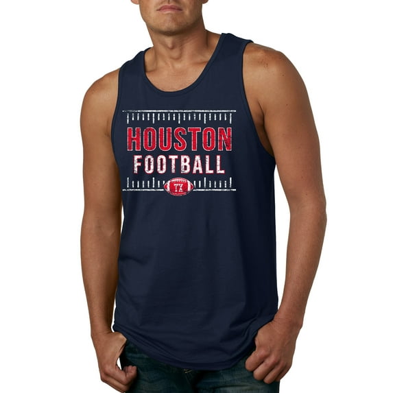 Wild Bobby Houston HOU Hometown City Football Fan Pride Sports Men's Graphic Tank Top, Navy, Small
