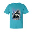 thumbnail image 1 of Wild Bobby, Howling Wolf Full Moon, Animal Lover, Garment-Dyed Washed Look Short Sleeve T-Shirt, Blue Lagoon, Small, 1 of 3