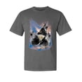 thumbnail image 1 of Wild Bobby, Howling Wolf Full Moon, Animal Lover, Garment-Dyed Washed Look Short Sleeve T-Shirt, Charcoal, Large, 1 of 3