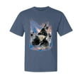 thumbnail image 1 of Wild Bobby, Howling Wolf Full Moon, Animal Lover, Garment-Dyed Washed Look Short Sleeve T-Shirt, Navy, Small, 1 of 3