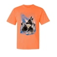 thumbnail image 1 of Wild Bobby, Howling Wolf Full Moon, Animal Lover, Garment-Dyed Washed Look Short Sleeve T-Shirt, Neon Orange, Small, 1 of 3