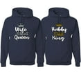 thumbnail image 1 of Wild Bobby, Hubby Dad King Wife Mom Queen Cute Gift His and Hers Matching Couples Hoodies Sweater Set, Navy, Mens 3XL-Womens L, 1 of 3