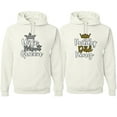 thumbnail image 1 of Wild Bobby, Hubby Dad King Wife Mom Queen Cute Gift His and Hers Matching Couples Hoodies Sweater Set, White, Mens M-Womens L, 1 of 3