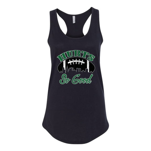 Wild Bobby, Hurts So Good Philadelphia Football City Sports Women Racerback Tank Top, Black, Small