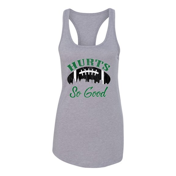 Wild Bobby, Hurts So Good Philadelphia Football City Sports Women Racerback Tank Top, Heather Grey, Large