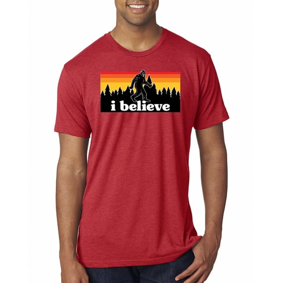 Wild Bobby I Believe Funny Retro Bigfoot Sasquatch Conspiracy Outdoor Hiking - Pop Culture Men Premium Tri Blend Tee