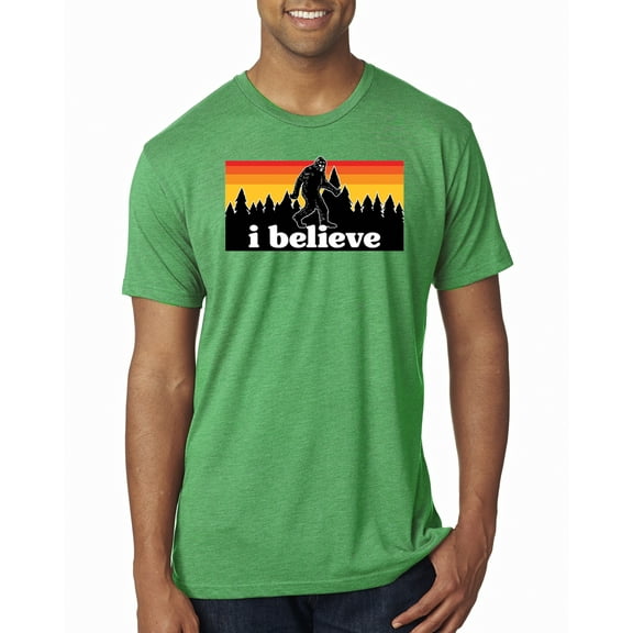 Wild Bobby I Believe Funny Retro Bigfoot Sasquatch Conspiracy Outdoor Hiking - Pop Culture Men Premium Tri Blend Tee