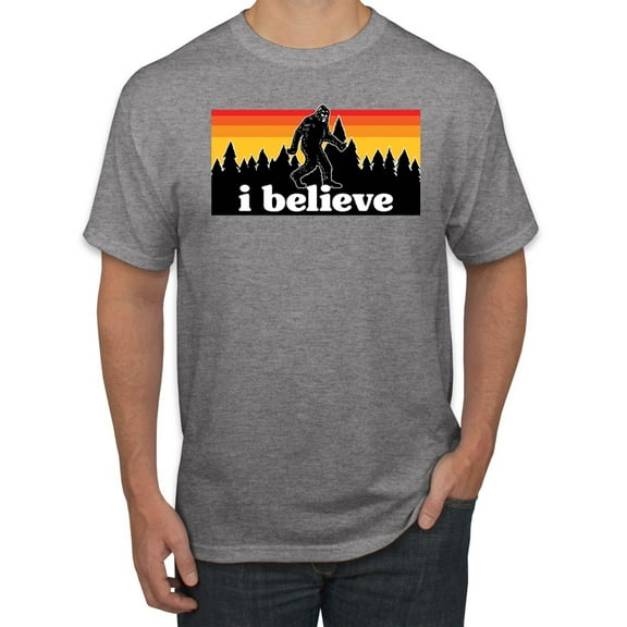 Wild Bobby I Believe Funny Retro Bigfoot Sasquatch Conspiracy Outdoor Hiking - Pop Culture Men Tee