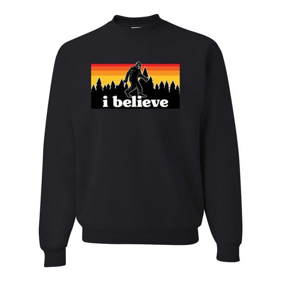 Wild Bobby I Believe Funny Retro Bigfoot Sasquatch Conspiracy Outdoor Hiking - Pop Culture Unisex Crewneck Sweatshirt