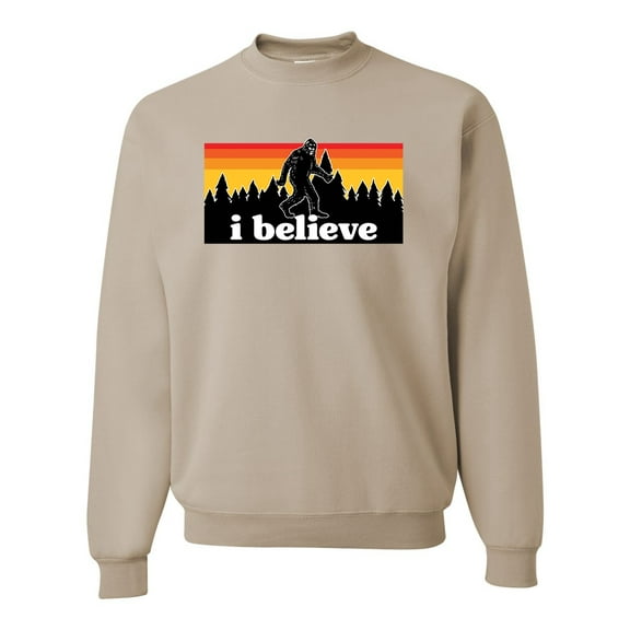 Wild Bobby I Believe Funny Retro Bigfoot Sasquatch Conspiracy Outdoor Hiking - Pop Culture Unisex Crewneck Sweatshirt