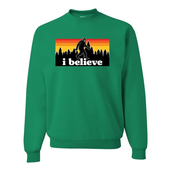 Wild Bobby I Believe Funny Retro Bigfoot Sasquatch Conspiracy Outdoor Hiking - Pop Culture Unisex Crewneck Sweatshirt