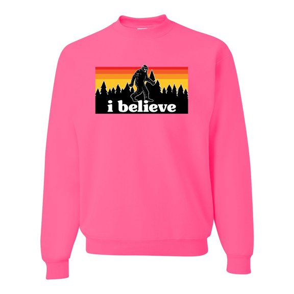 Wild Bobby I Believe Funny Retro Bigfoot Sasquatch Conspiracy Outdoor Hiking - Pop Culture Unisex Crewneck Sweatshirt