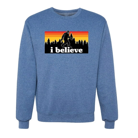 Wild Bobby I Believe Funny Retro Bigfoot Sasquatch Conspiracy Outdoor Hiking - Pop Culture Unisex Crewneck Sweatshirt
