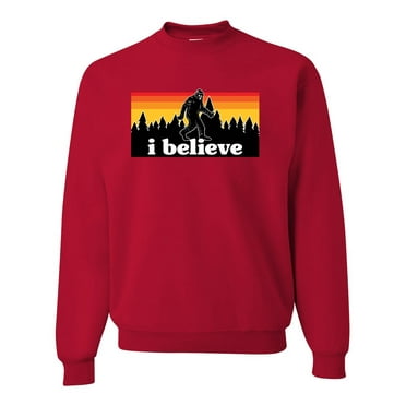 Wild Bobby I Believe Funny Retro Bigfoot Sasquatch Conspiracy Outdoor Hiking - Pop Culture Unisex Crewneck Sweatshirt