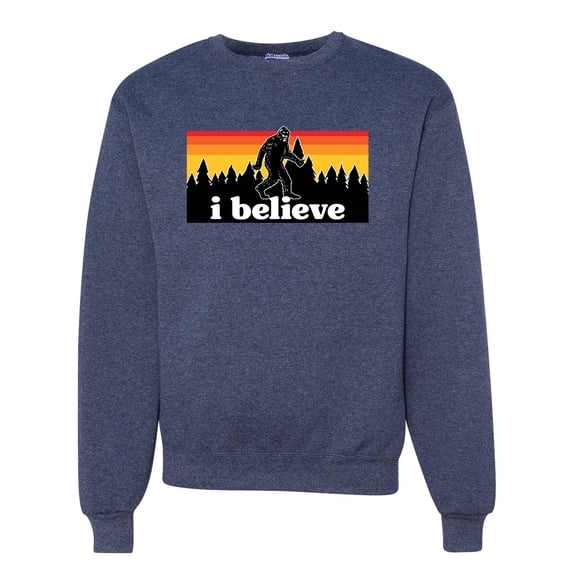 Wild Bobby I Believe Funny Retro Bigfoot Sasquatch Conspiracy Outdoor Hiking - Pop Culture Unisex Crewneck Sweatshirt