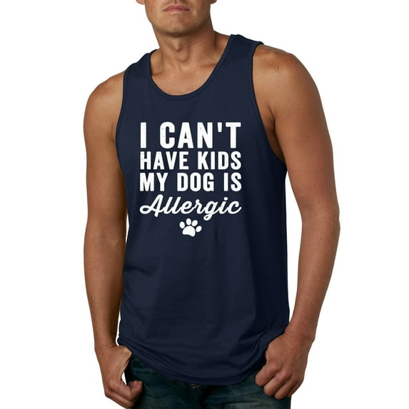 Wild Bobby, I Can't Have Kids My Dog is Allergic Funny, Dog Lover, Men Graphic Tank Top, Navy, Medium