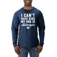 thumbnail image 1 of Wild Bobby, I Can't Have Kids My Dog is Allergic Funny, Dog Lover, Men Long Sleeve Shirt, Vintage Heather Navy, Large, 1 of 4