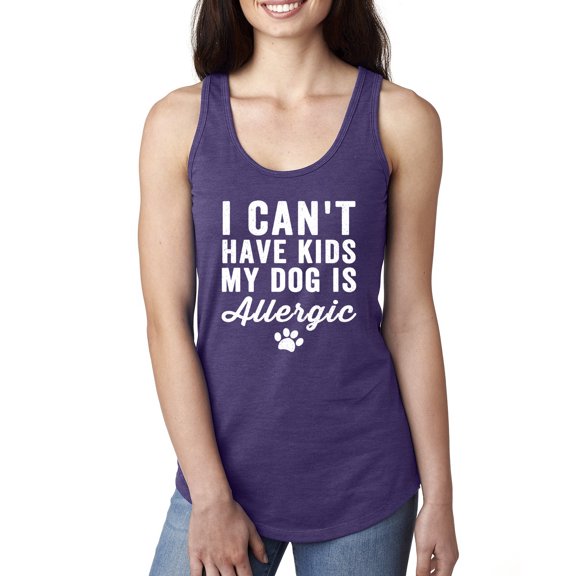 Wild Bobby, I Can't Have Kids My Dog is Allergic Funny, Dog Lover, Women Racerback Tank Top, Purple Rush, Large