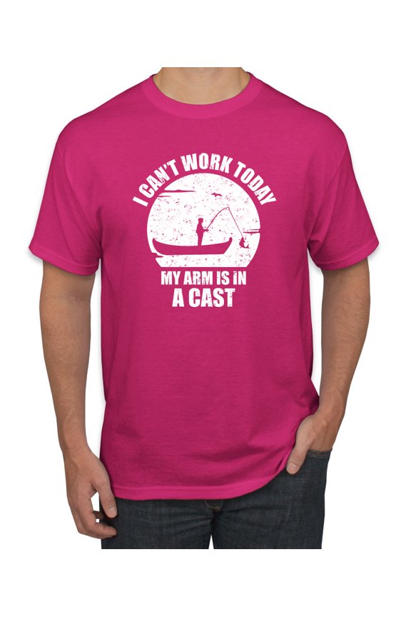 ,I Can't Work Today My Arm is in Cast, Father's Day, Men Graphic Tees, Fuschia, 5XL