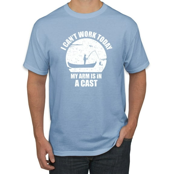 Wild Bobby,I Can't Work Today My Arm is in Cast, Father's Day, Men Graphic Tees, Light Blue, Large