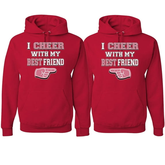 Wild Bobby, I Cheer With My Best Friend His/Her Couples/ Best Friends Matching Couples Hoodie, Red, Mens L-Womens XX-Large