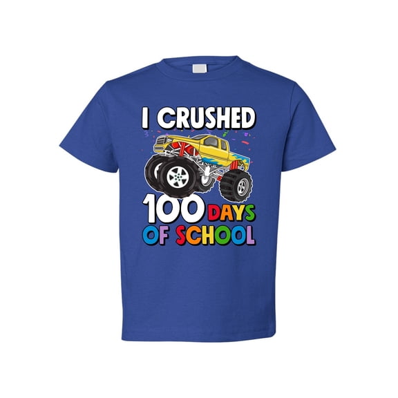 Wild Bobby I Crushed 100 Days of School Monster Truck, 100 Days of School 2024 2025 Design for Kids Youth Boys Girls School Toddler Crew Graphic T-Shirt