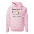 thumbnail image 1 of Wild Bobby, I Don't Need Google My Son Knows Everything Unisex Graphic Hoodie Sweatshirt, Light Pink, Small, 1 of 3