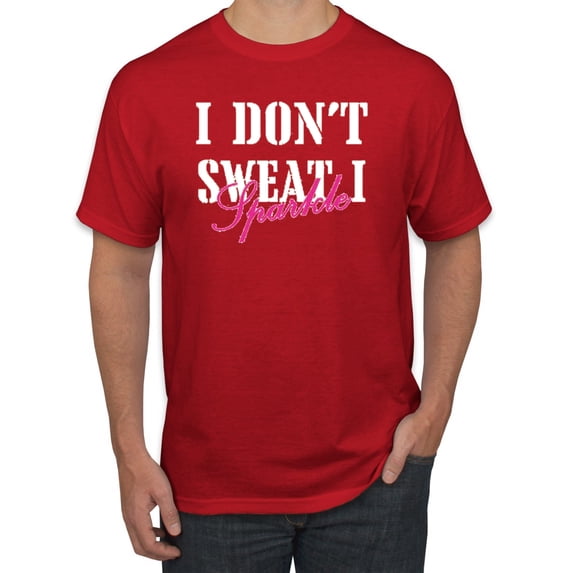 Wild Bobby, I Don't Sweat I Sparkle Glitter Fitness Print, Gym/Workout, Men Graphic Tee, Red, Medium